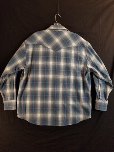 Pendleton Shirt Mens XL Blue Flannel Virgin Wool Western Pearl Snap Cowboy Plaid - Thumbnail 5