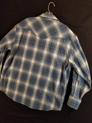 Pendleton Shirt Mens XL Blue Flannel Virgin Wool Western Pearl Snap Cowboy Plaid - Thumbnail 6