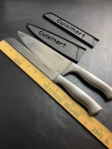 2 Piece Cuisinart Kitchen Knife Set w/ Sheaths C77SS Stainless Handle Chef Bread - Thumbnail 6