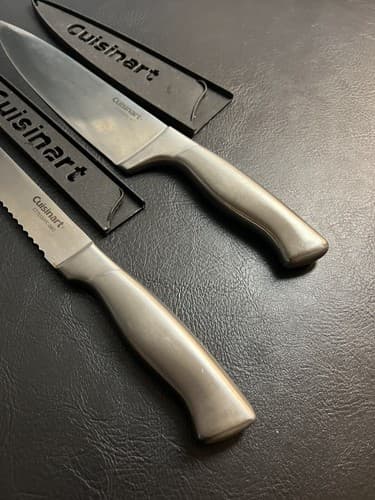 2 Piece Cuisinart Kitchen Knife Set w/ Sheaths C77SS Stainless Handle Chef Bread - Thumbnail 2
