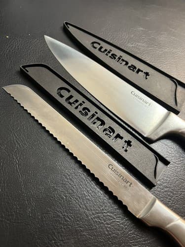 2 Piece Cuisinart Kitchen Knife Set w/ Sheaths C77SS Stainless Handle Chef Bread - Thumbnail 3