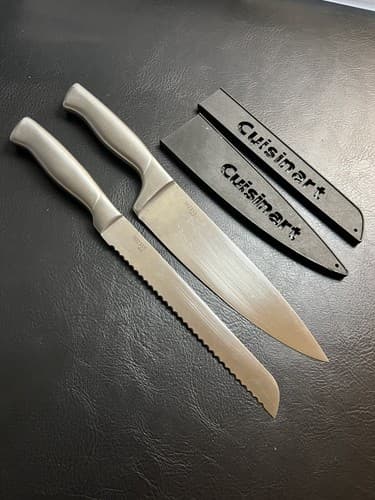 2 Piece Cuisinart Kitchen Knife Set w/ Sheaths C77SS Stainless Handle Chef Bread - Thumbnail 7