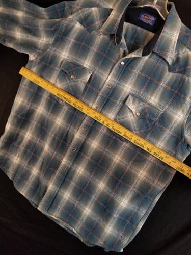 Pendleton Shirt Mens XL Blue Flannel Virgin Wool Western Pearl Snap Cowboy Plaid - Thumbnail 8