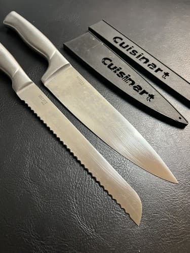 2 Piece Cuisinart Kitchen Knife Set w/ Sheaths C77SS Stainless Handle Chef Bread - Thumbnail 8