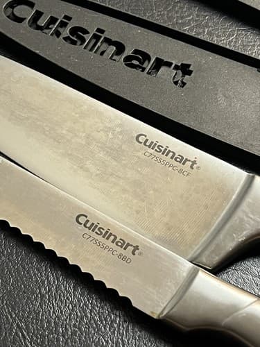 2 Piece Cuisinart Kitchen Knife Set w/ Sheaths C77SS Stainless Handle Chef Bread - Thumbnail 4