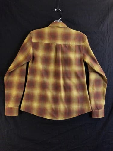Dixxon Goldfield Women’s M Flannel Shirt Plaid Brown Red Gold Snap Button Long - Thumbnail 9
