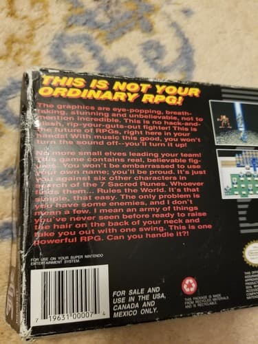 Vtg The 7th Saga Super Nintendo SNES 1993 Authentic Game + Box Video Game - Thumbnail 10