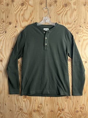 Taylor Stitch Shirt Mens M 40 Green Henley Long Sleeve Outdoor Heavyweight