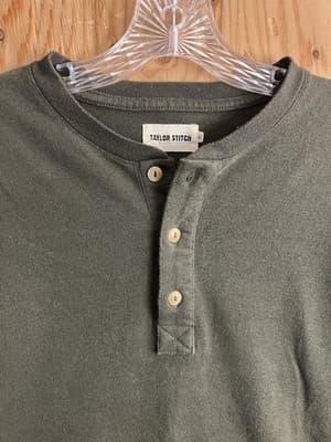 Taylor Stitch Shirt Mens M 40 Green Henley Long Sleeve Outdoor Heavyweight - Thumbnail 3