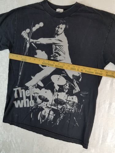 Vintage The Who All Over Front Band Tee Rare T Shirt Size Medium Black M - Thumbnail 6