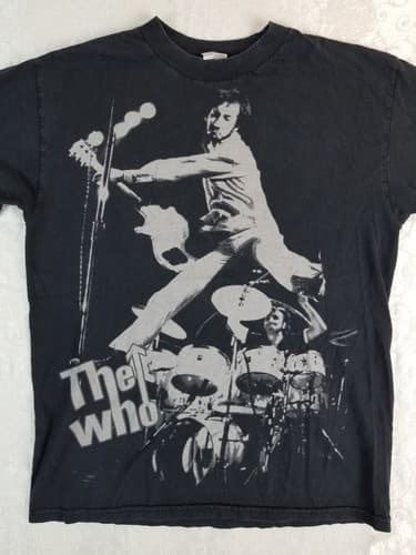 Vintage The Who All Over Front Band Tee Rare T Shirt Size Medium Black M - Thumbnail 2