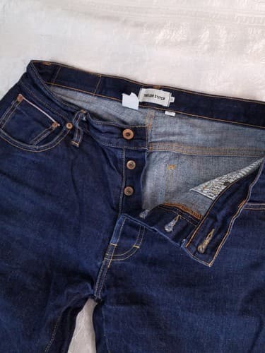 Taylor Stitch Slim Selvedge Denim Jeans Mens 33x36 *32x33 Blue Button Pants - Thumbnail 2