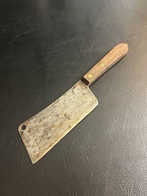 Vintage High Carbon Meat Cleaver Butcher Knife Wood Handle Chopper Bone Cutting - Image 1