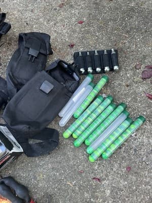 Lot Of Paintball Gear Hoppers/ Tubes/ Co2 Tanks/ Cartridge/ Grenades/ Knife/Case - Thumbnail 4