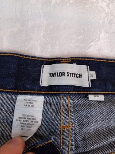 Taylor Stitch Slim Selvedge Denim Jeans Mens 33x36 *32x33 Blue Button Pants - Thumbnail 3