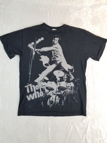 Vintage The Who All Over Front Band Tee Rare T Shirt Size Medium Black M