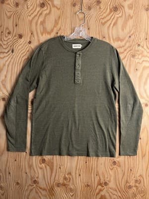 Taylor Stitch Shirt Mens M 40 Green Henley Long Sleeve Outdoor Heavyweight