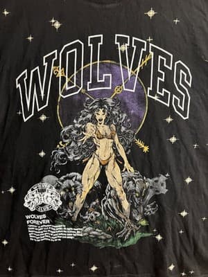 Darc Sport Shirt Mens M Wolves Forever Ohana Fierce Starry Night Woman Black - Thumbnail 2