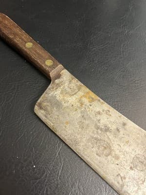 Vintage High Carbon Meat Cleaver Butcher Knife Wood Handle Chopper Bone Cutting - Thumbnail 7