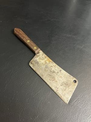 Vintage High Carbon Meat Cleaver Butcher Knife Wood Handle Chopper Bone Cutting - Thumbnail 5