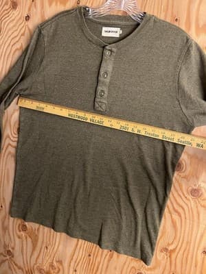 Taylor Stitch Shirt Mens M 40 Green Henley Long Sleeve Outdoor Heavyweight - Thumbnail 9