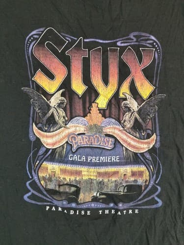 Vtg Styx T Shirt Mens 3XL Paradise Theatre Rock Roll Tour Band Double Sided XXXL - Thumbnail 2