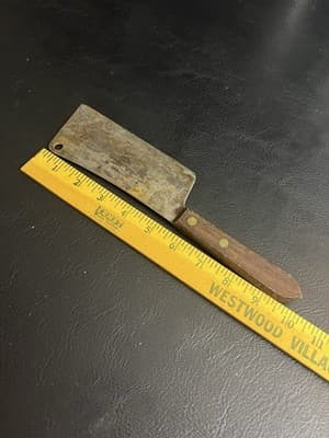 Vintage High Carbon Meat Cleaver Butcher Knife Wood Handle Chopper Bone Cutting - Thumbnail 9