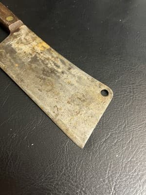 Vintage High Carbon Meat Cleaver Butcher Knife Wood Handle Chopper Bone Cutting - Thumbnail 6