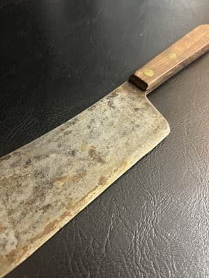 Vintage High Carbon Meat Cleaver Butcher Knife Wood Handle Chopper Bone Cutting - Thumbnail 3