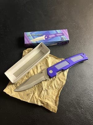 Ultra-Violet 5” Lockback Serrated Folding Pocket Knife Frost Cutlery 16-605P - Image 1