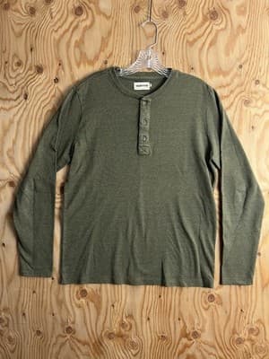 Taylor Stitch Shirt Mens M 40 Green Henley Long Sleeve Outdoor Heavyweight - Thumbnail 3