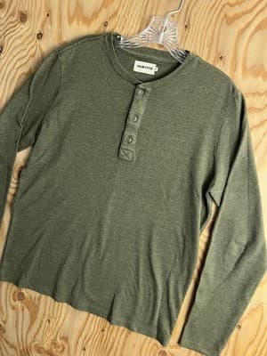 Taylor Stitch Shirt Mens M 40 Green Henley Long Sleeve Outdoor Heavyweight - Thumbnail 2