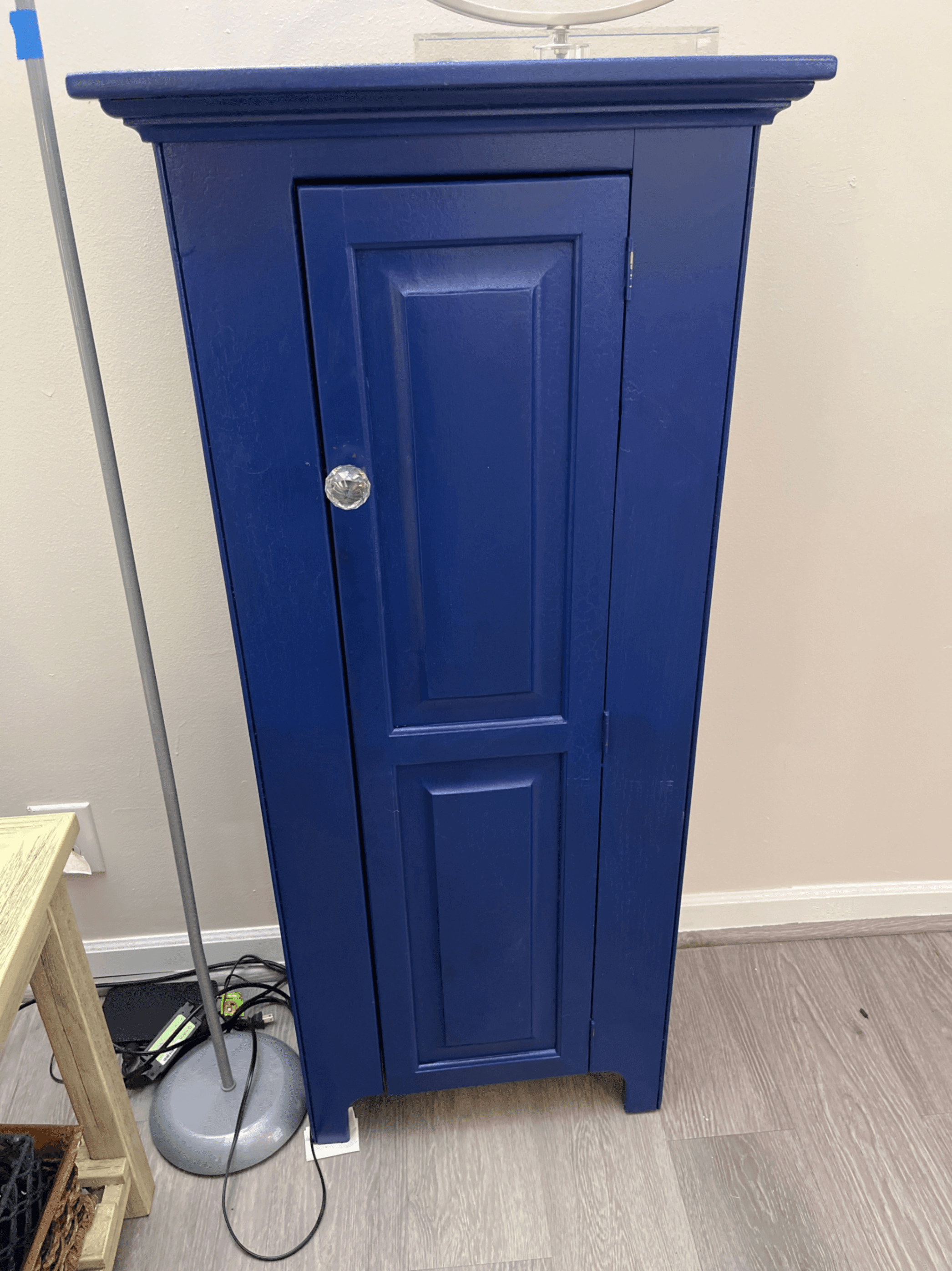 Blue Wooden Cabinet with Glass Knob - Image 1