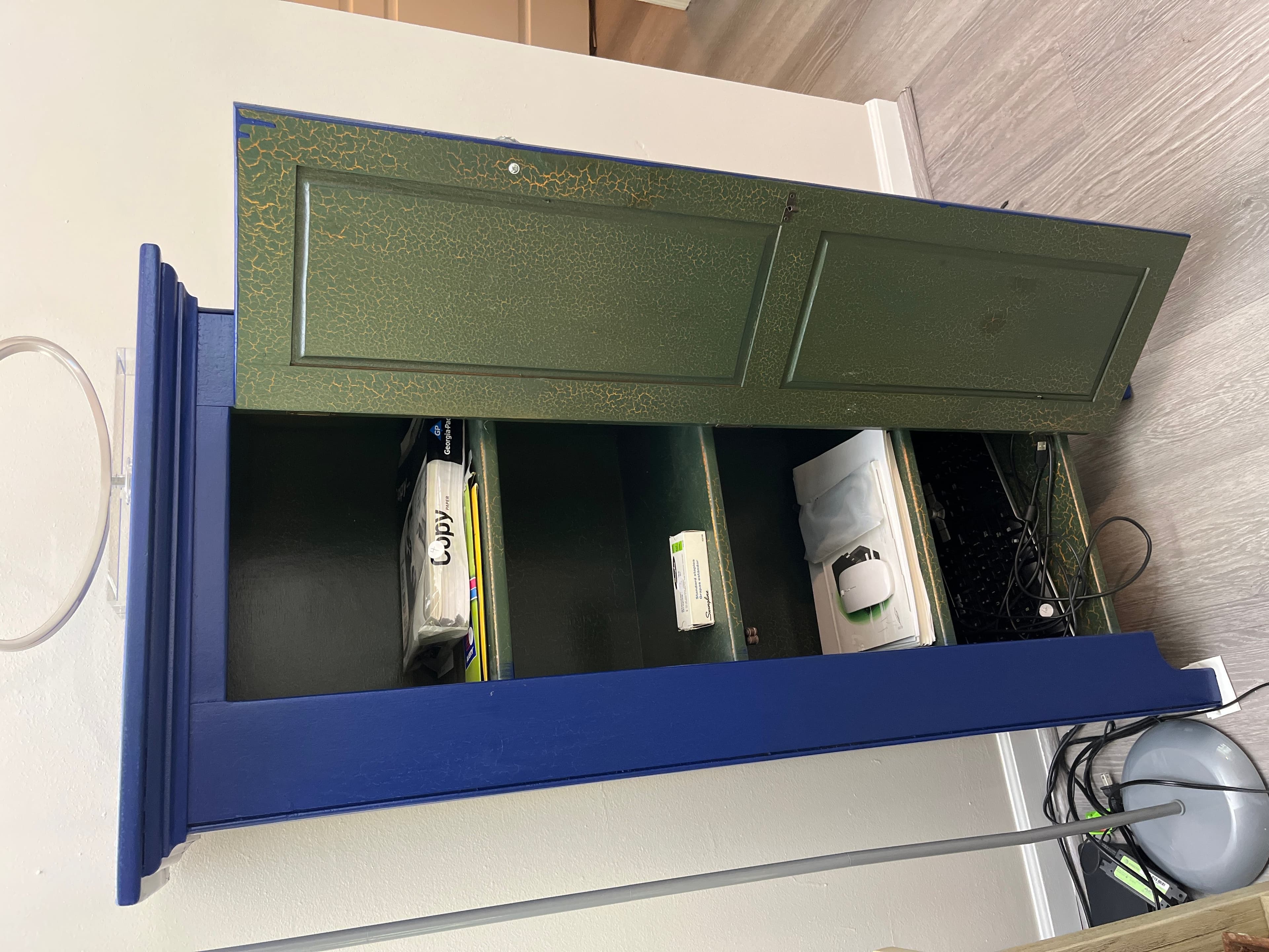 Blue Wooden Cabinet with Glass Knob - Thumbnail 2