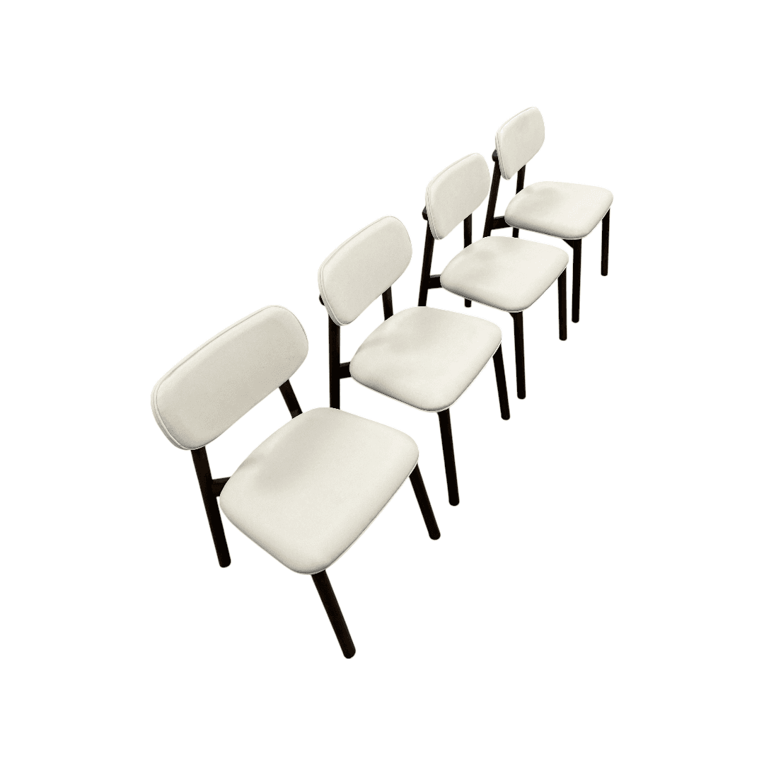 Hoft Home Maia Dining Chair Set of 4 - Ivory and Walnut - Thumbnail 7