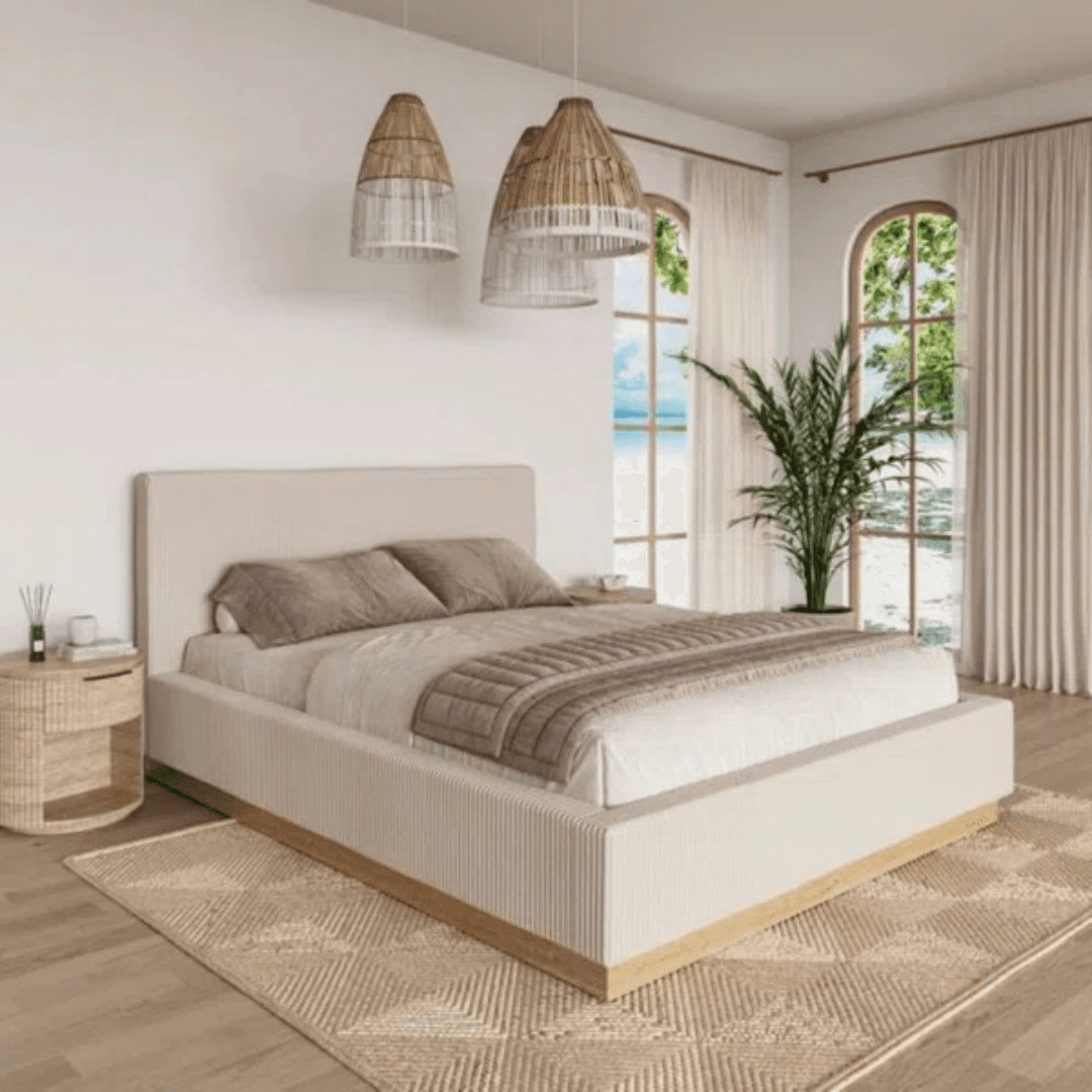 Latitude Run Jadon Solid Wood Corduroy Upholstered Queen Bed Frame - Image 1
