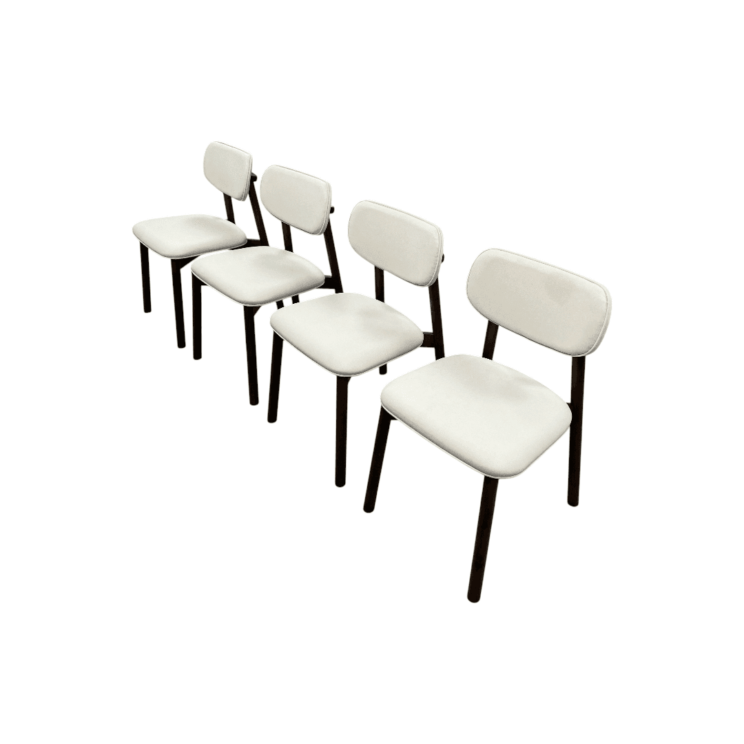 Hoft Home Maia Dining Chair Set of 4 - Ivory and Walnut - Thumbnail 4