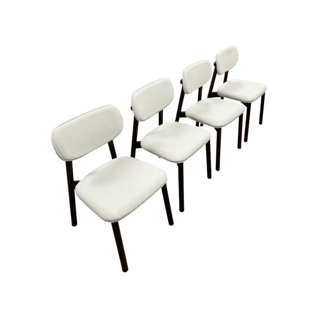 Hoft Home Maia Dining Chair Set of 4 - Ivory and Walnut - Thumbnail 6