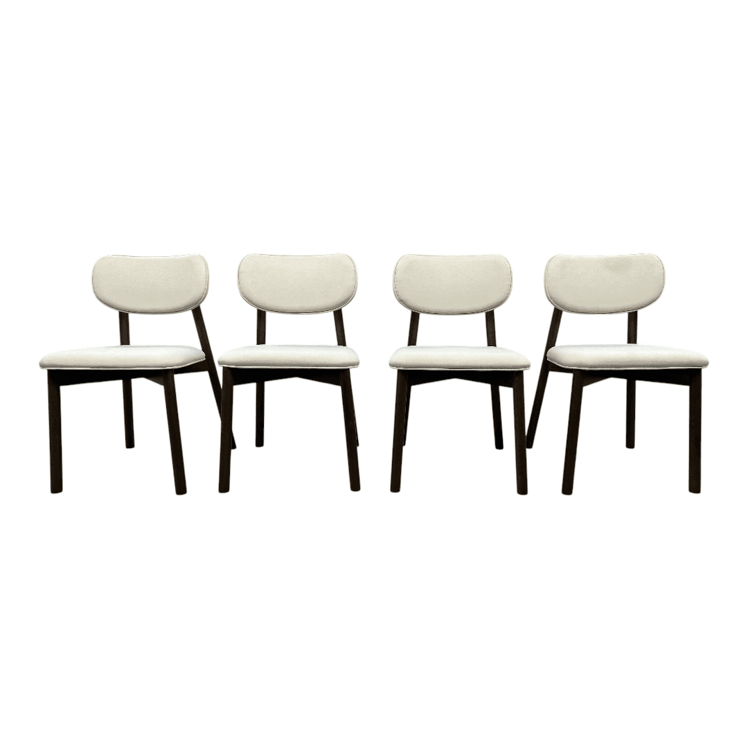 Hoft Home Maia Dining Chair Set of 4 - Ivory and Walnut - Thumbnail 9