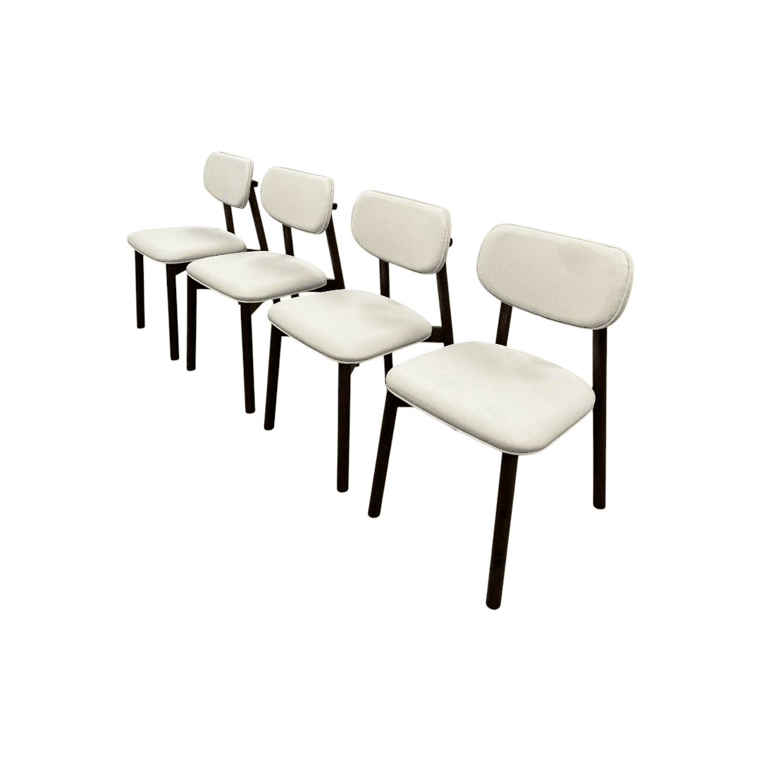 Hoft Home Maia Dining Chair Set of 4 - Ivory and Walnut - Thumbnail 5