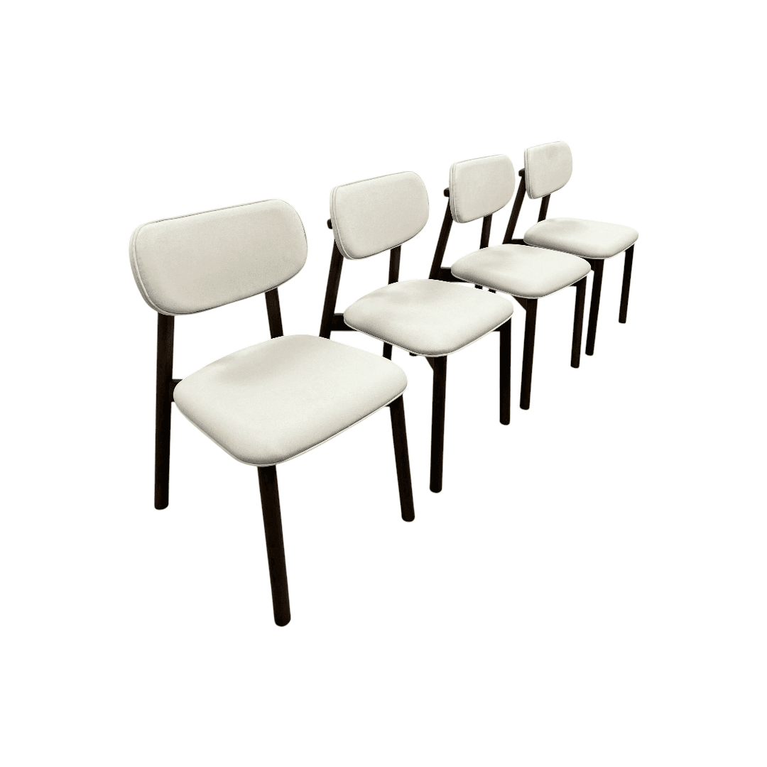Hoft Home Maia Dining Chair Set of 4 - Ivory and Walnut - Thumbnail 8