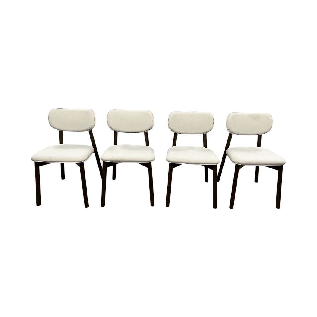 Hoft Home Maia Dining Chair Set of 4 - Ivory and Walnut - Thumbnail 3