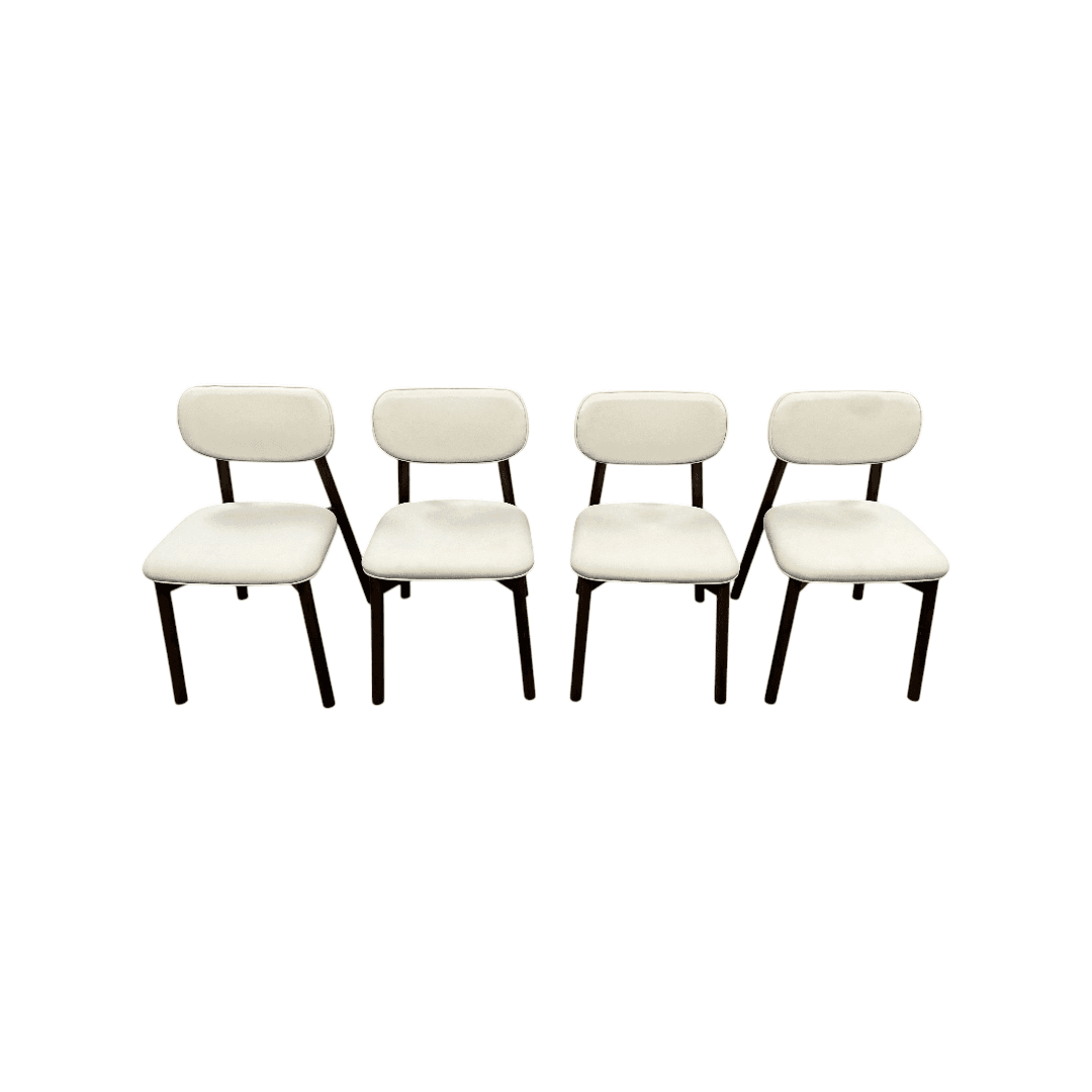 Hoft Home Maia Dining Chair Set of 4 - Ivory and Walnut - Thumbnail 2