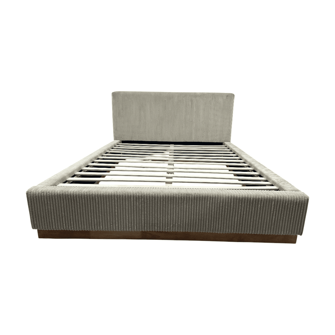 Latitude Run Jadon Solid Wood Corduroy Upholstered Queen Bed Frame - Thumbnail 4