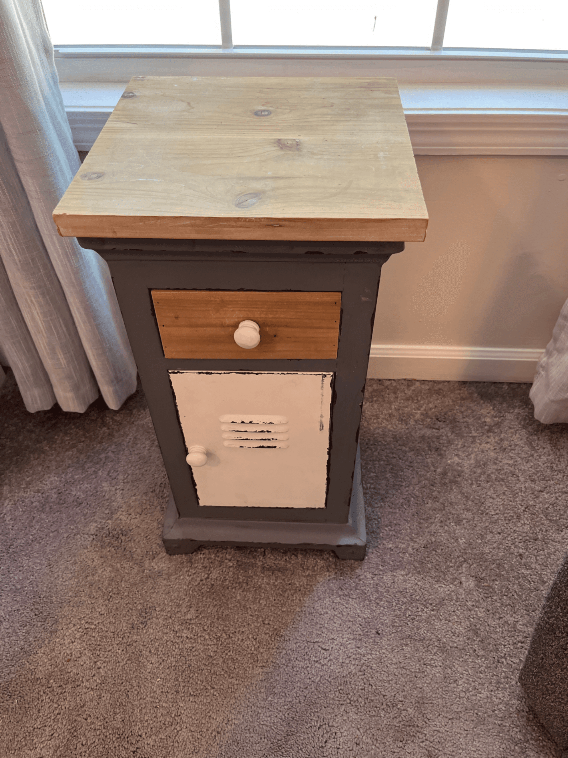 Rustic Wooden Nightstand with Distressed Finish - Image 1