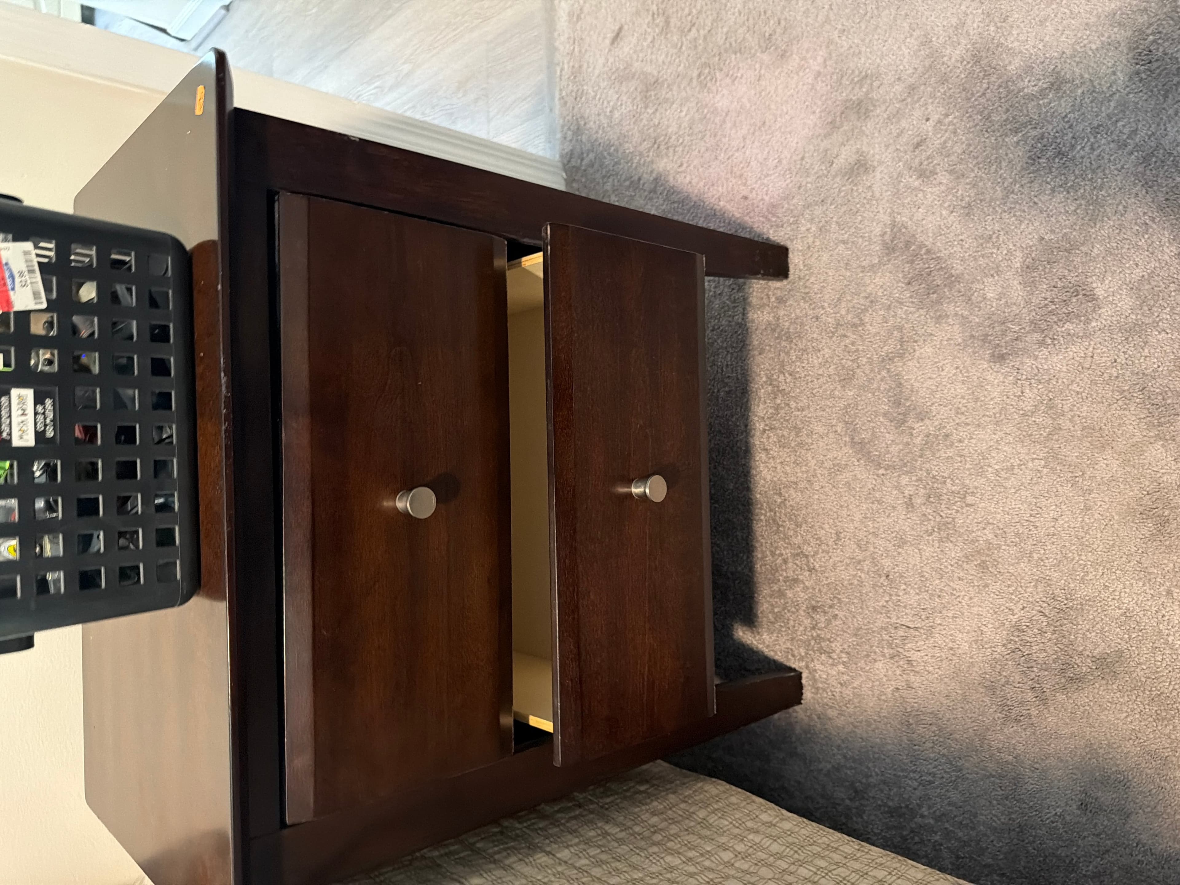 Wooden Nightstand with Two Drawers - Image 1