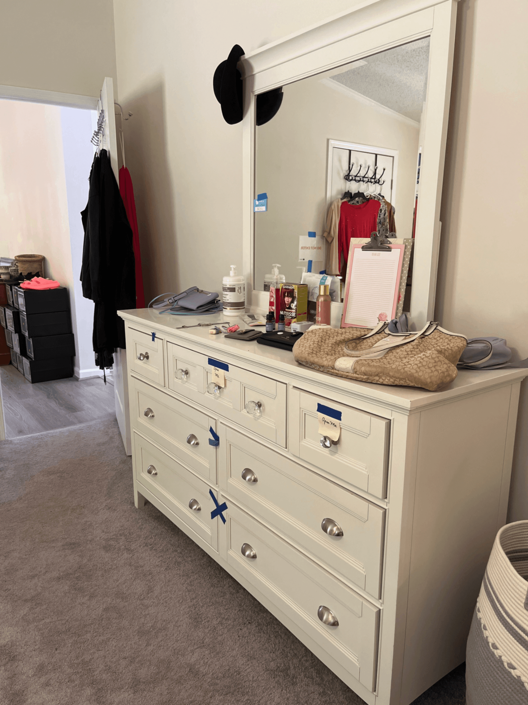 White Dresser with Mirror and Multiple Drawers - Thumbnail 2