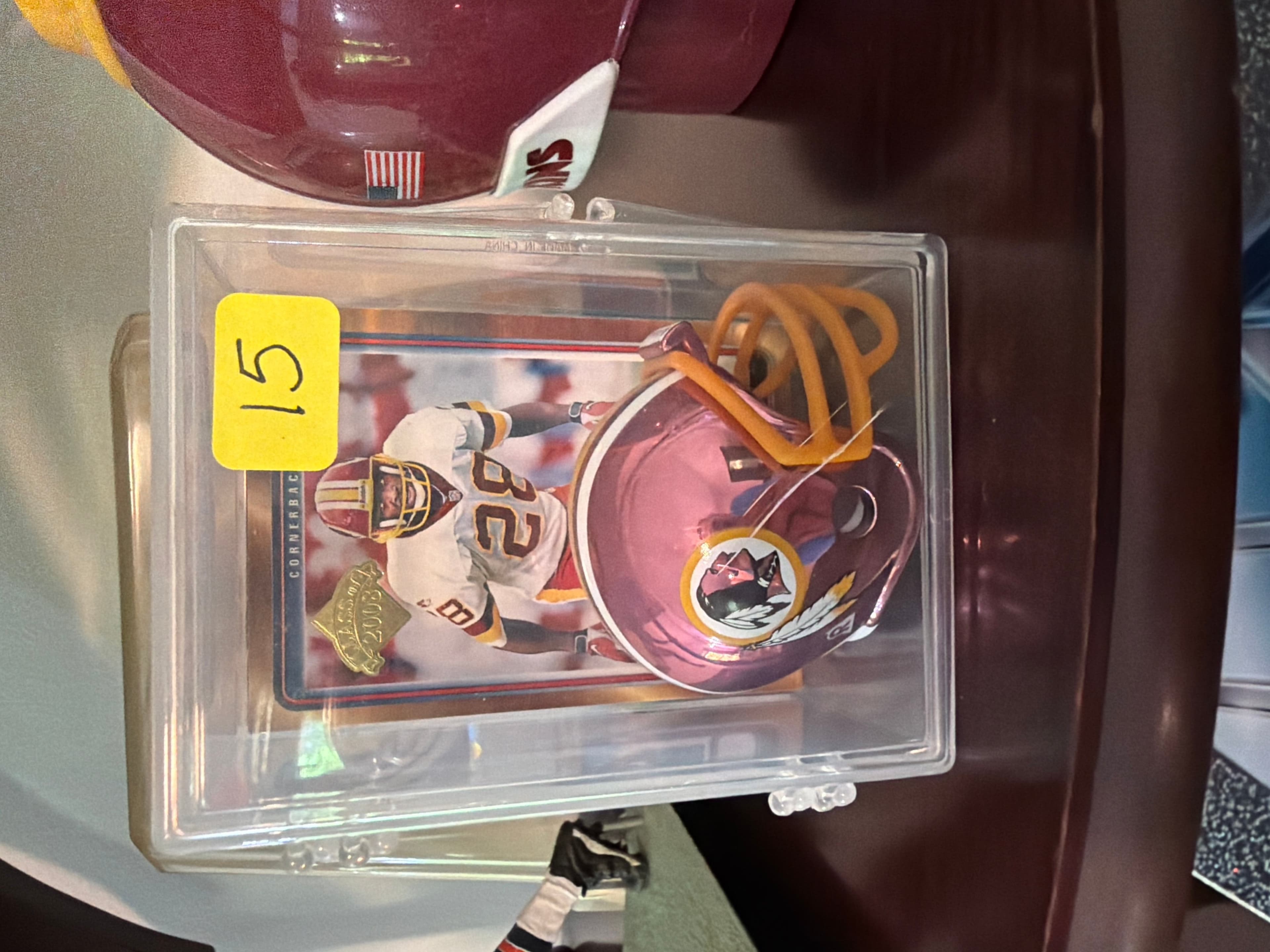 Washington Redskins Mini Helmet with Football Card Display - Image 1