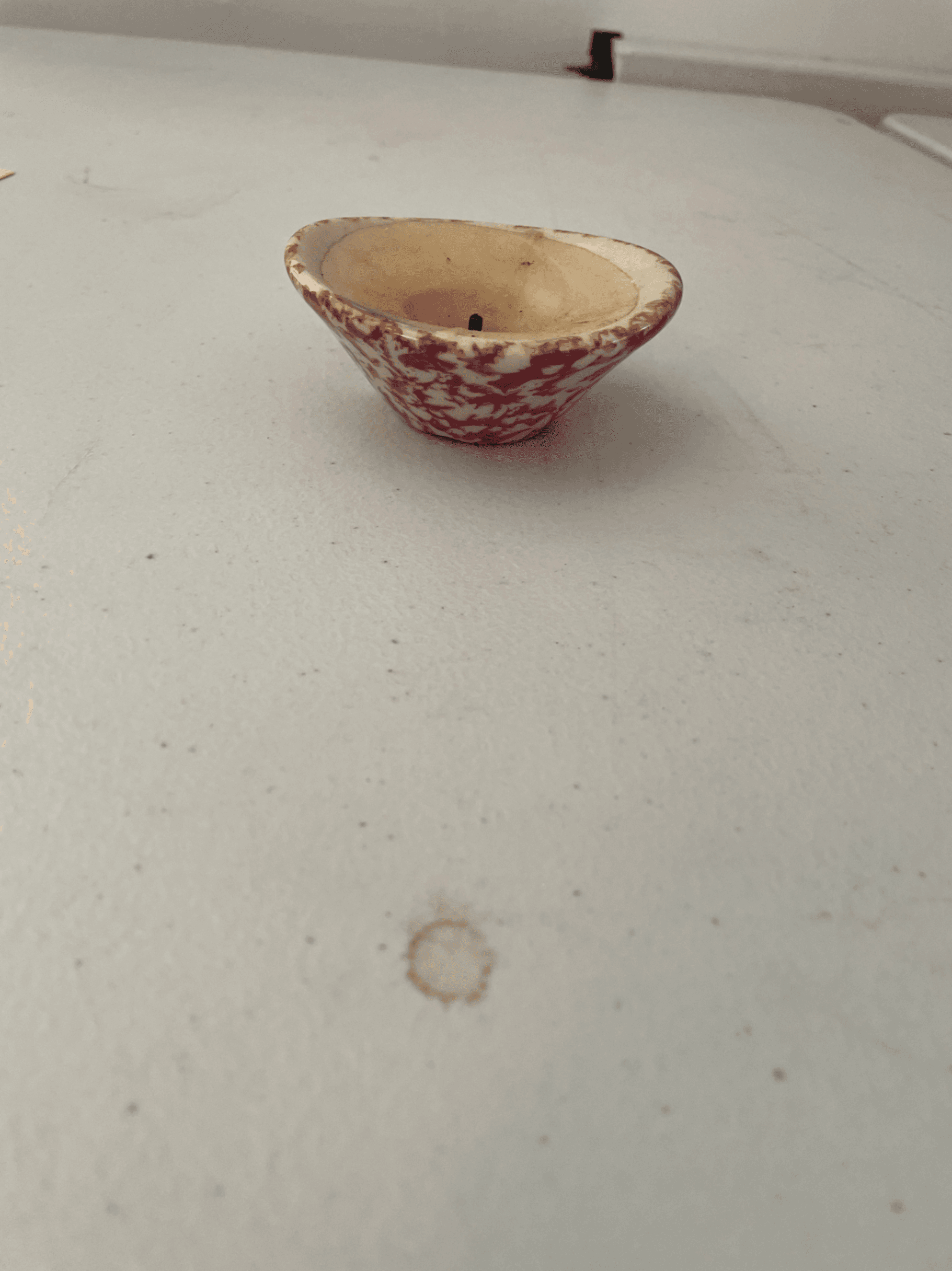 Red and White Ceramic Candle Holder - Image 1