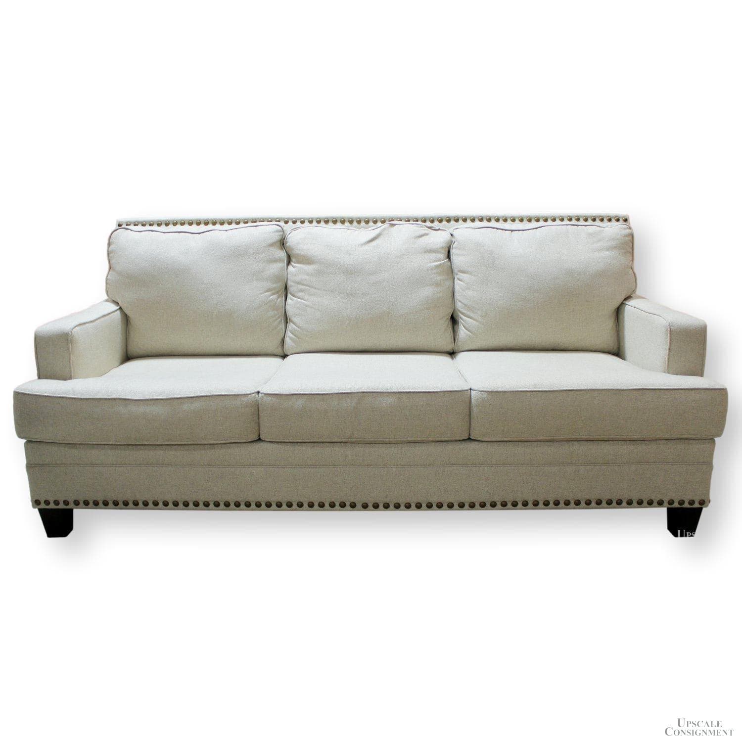 Ashley Sofa w/Nailhead Accent - Greige - Image 1